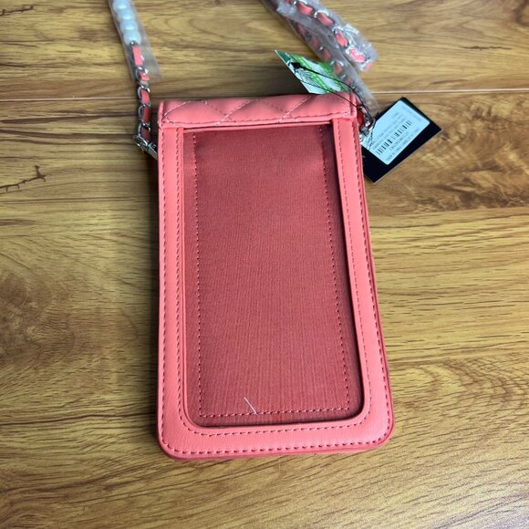 Badgley Mischka Pearl Strap Phone Case Crossbody Diamond Quilting Coral NWT - Picture 5 of 7